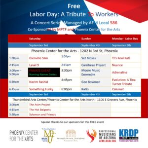 Schedule of the AFM Local 586 Labor Day concert
